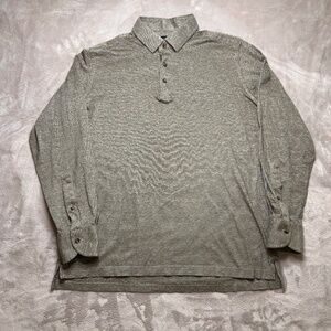 Proper Cloth Polo Mens S Beige Woven Mesh Cotton Long Sleeve Button Shirt Preppy